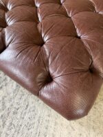 Brown Embossed Leather Tufted Ottoman Coffee Table, 33”X33”x17”H - Image 4