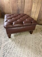 Brown Embossed Leather Tufted Ottoman Coffee Table, 33”X33”x17”H - Image 6