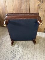 Brown Embossed Leather Tufted Ottoman Coffee Table, 33”X33”x17”H - Image 5