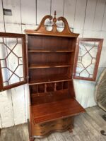 Traditional Secretary Desk with Glass Door Hutch 79H 30W 15D - Image 2