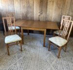 Vintage Teak Expandable Dining Table with 4 IMS Italy Chairs