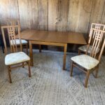 Vintage Teak Expandable Dining Table with 4 IMS Italy Chairs