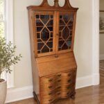 Traditional Secretary Desk with Glass Door Hutch 79H 30W 15D