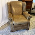 Walter E. Smithe Tanner Leather Wingback Recliner, Cognac Brown