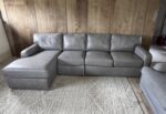 Ethan Allen Retreat Leather Sofa with Chaise – 115”