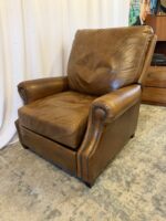 Pottery Barn Leather Push Back Recliner – Cognac Brown – 35.5” Wide