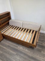 1960s Vintage Daybed Danish Modern Teak Twin Daybed with Storage Headboard Bookcase - Image 2