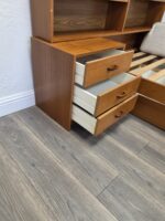 1960s Vintage Daybed Danish Modern Teak Twin Daybed with Storage Headboard Bookcase - Image 3