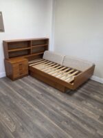 1960s Vintage Daybed Danish Modern Teak Twin Daybed with Storage Headboard Bookcase - Image 8