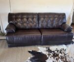 Genuine Leather Wall Hugger Reclining Sofa – Dual Independent Recliners