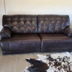 Genuine Leather Wall Hugger Reclining Sofa – Dual Independent Recliners