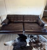Genuine Leather Wall Hugger Reclining Sofa – Dual Independent Recliners - Image 3