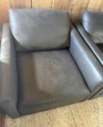 Crate & Barrel Charcoal Leather Chairs Gather 40" Deep Armchairs Soft Leather 3k Retail- 3 Available - Image 4