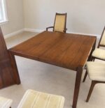 Vintage Mid Century Walnut Dining Table with Extension Leaf and 4 or 6 Chairs - Image 2