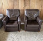 Italsofa Brown Leather Pushback Recliners – 31” Wide - Image 2