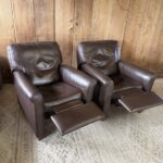Italsofa Brown Leather Pushback Recliners – 31” Wide
