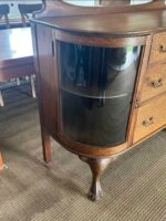 Circa 1900 Tiger Oak Curved Glass Cabinet & Buffet w/ Mirror - Image 3