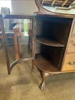 Circa 1900 Tiger Oak Curved Glass Cabinet & Buffet w/ Mirror - Image 5