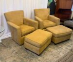 Crate & Barrel Swivel Lounge Chairs + Ottomans (Pair of 2) 