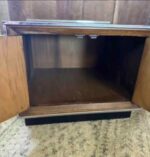 A Vintage MCM Bar Vinyl Record Cabinet Walnut & Chrome Storage Side Table / Cabinet (26”) - Image 2