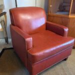 Mid Century Leather Terracotta Armchair Club Lounge Living Room Chair 