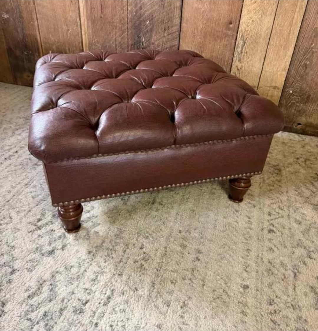 Screenshot_20261016_105752_Facebook Embossed Brown Leather Tufted Ottoman Coffee Table - Image 1