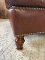 Embossed Brown Leather Tufted Ottoman Coffee Table - Image 2