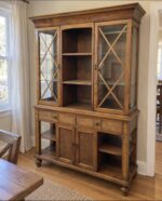 Pottery Barn Large Wood China Cabinet and Display Hutch with Glass Doors 50W 18D 78H