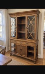 Pottery Barn Large Wood China Cabinet and Display Hutch with Glass Doors 50W 18D 78H - Image 2