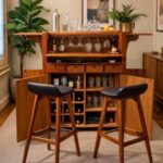 1960s Vintage D Scan Captain Line Teak Convertible Bar Cabinet on Casters