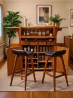 1960s Vintage D Scan Captain Line Teak Convertible Bar Cabinet on Casters