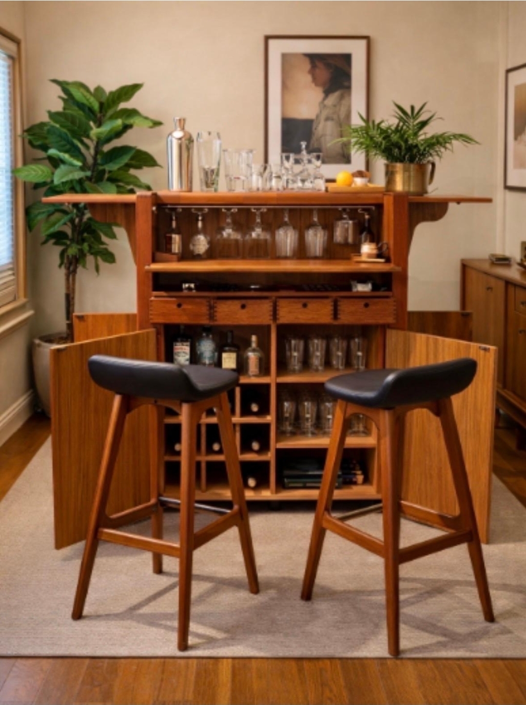 Screenshot_20261023_174124_Chrome 1960s Vintage D Scan Captain Line Teak Convertible Bar Cabinet on Casters - Image 1